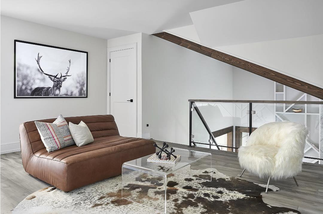 Cowhide Rug In Modern Living Room
