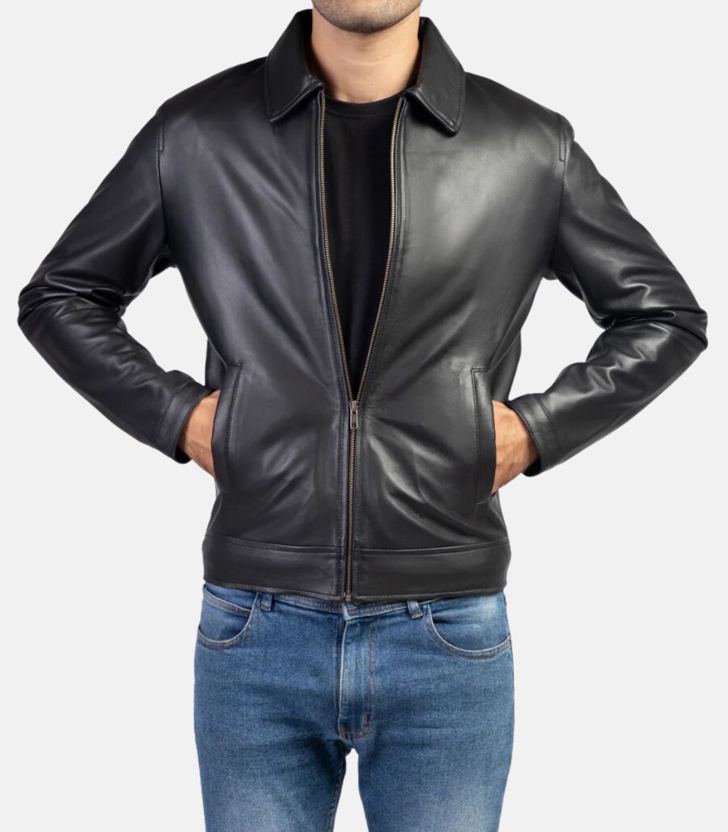 Classic real leather jacket for men