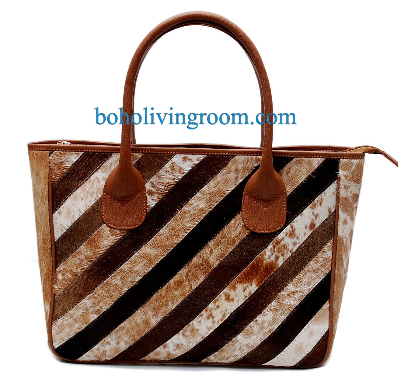 Natural Cowhide Patchwork Tote Shoulder Purse