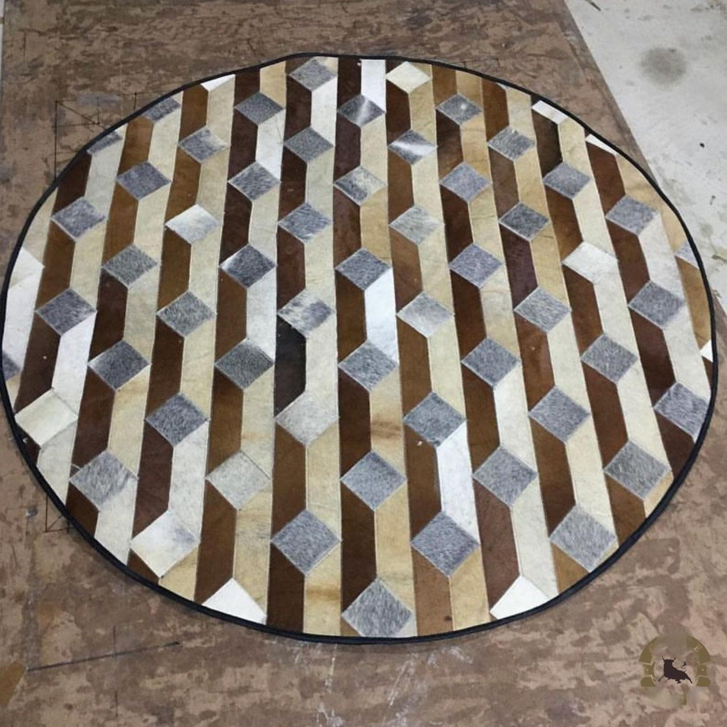 Hair On Cowhide Patchwork Round Rug