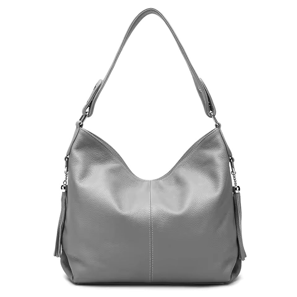 leather shoulder bag women with tassel
