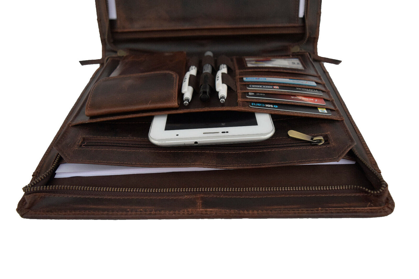Genuine Dark Leather Portfolio Organizer
