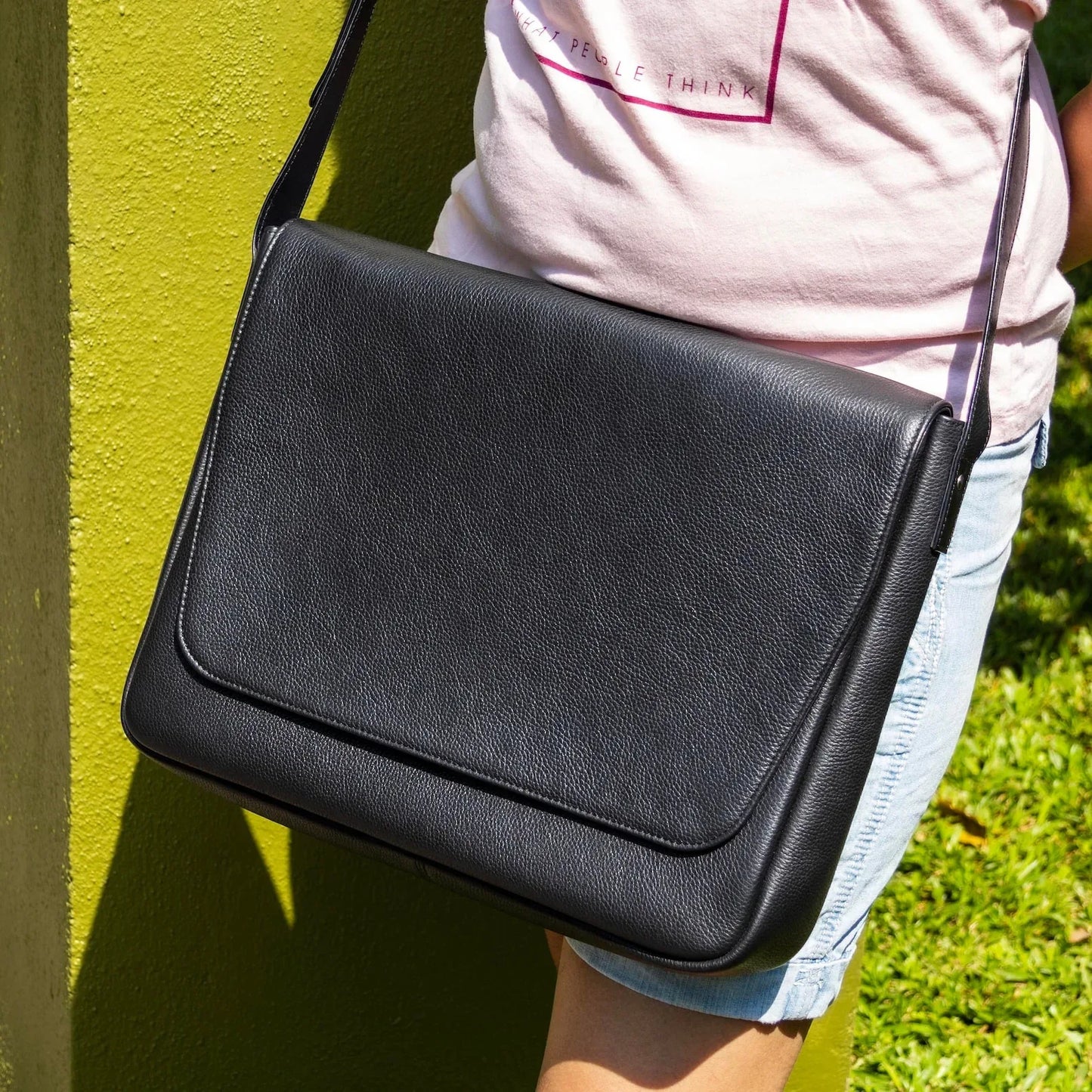 Genuine Leather Messenger Bag With Adjustable Strap