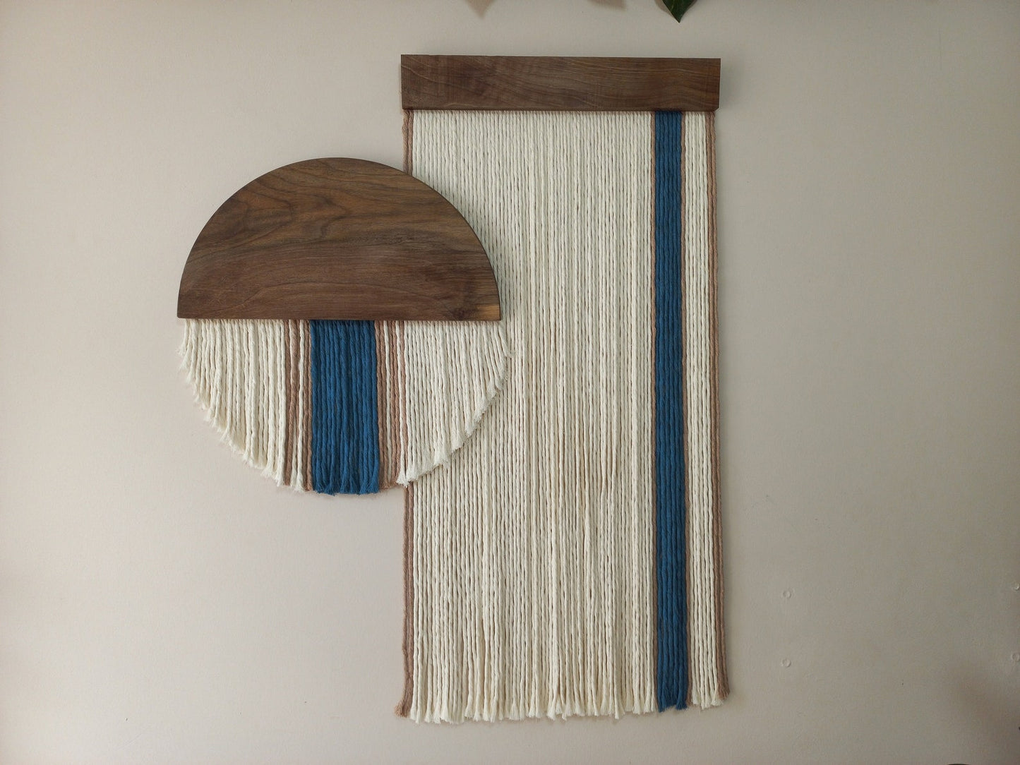 Half Moon Blue Macrame Yarn Wall Hanging