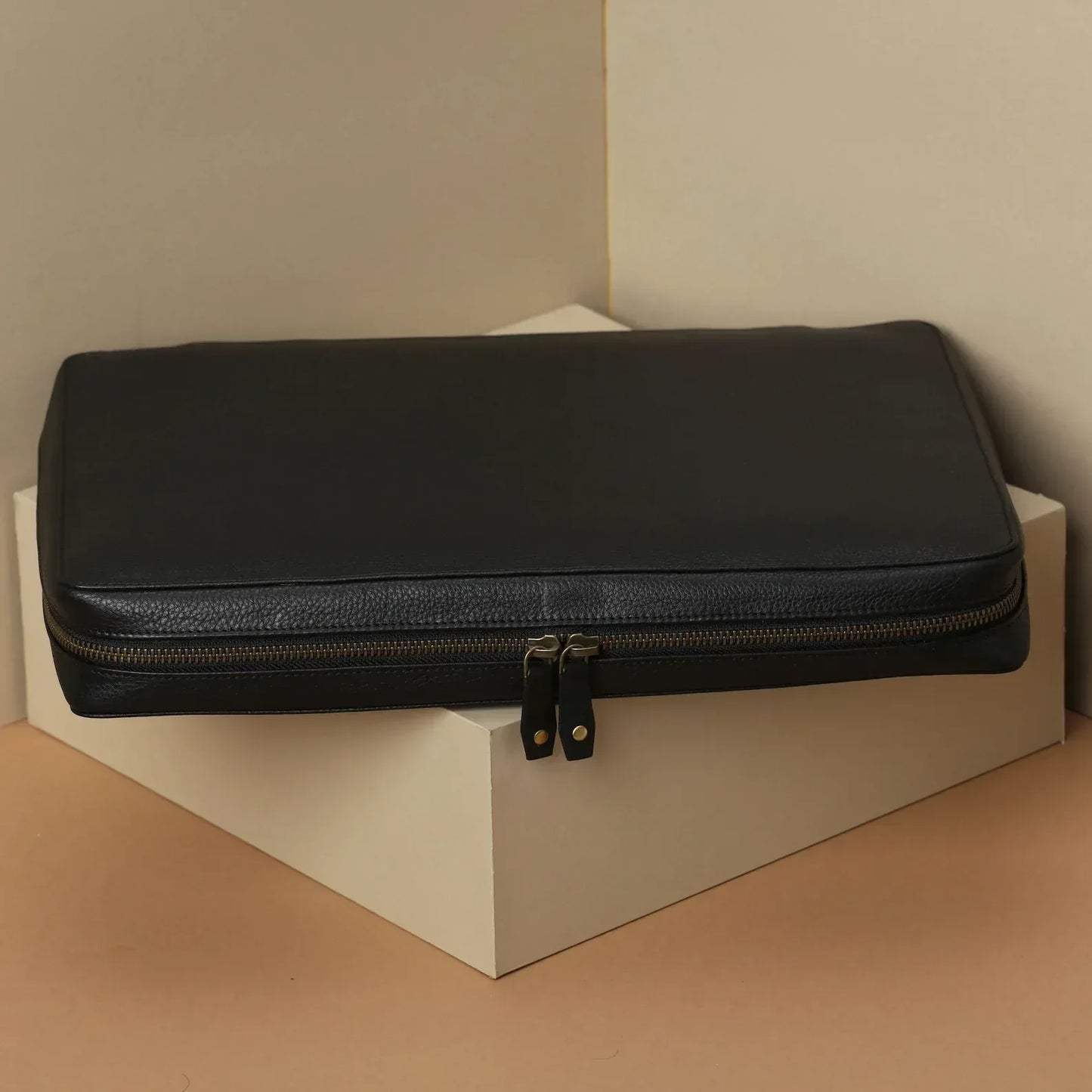 Real Genuine Zippered Leather Portfolio Case For Laptop
