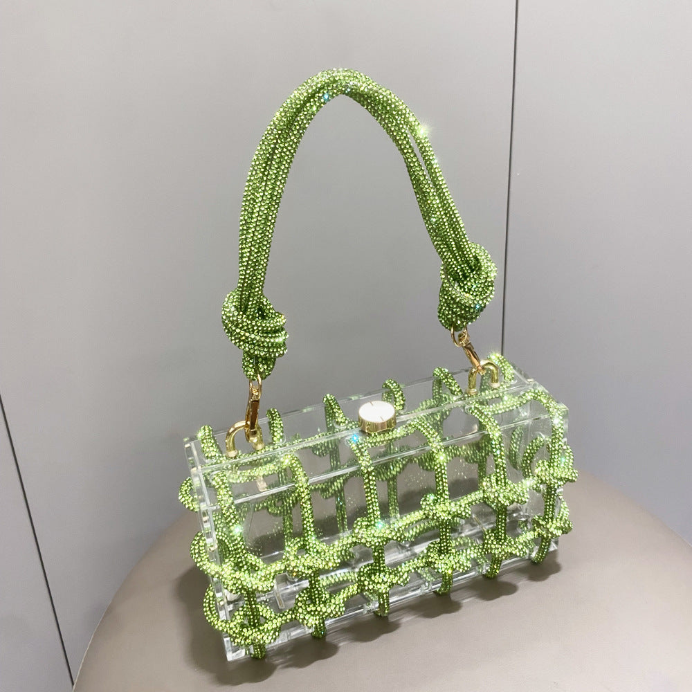 Women’s Acrylic Box Clutch with Rope Handle