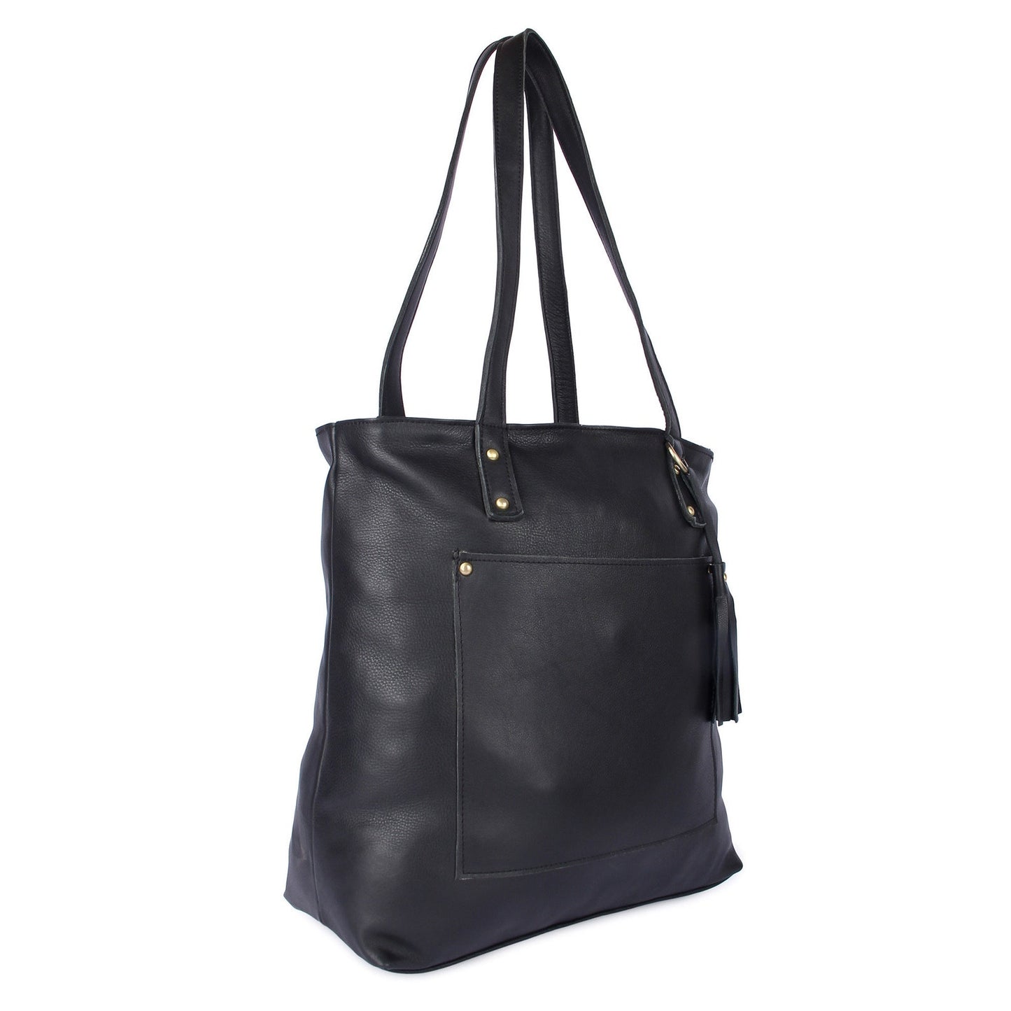 ladies black leather tote bags
