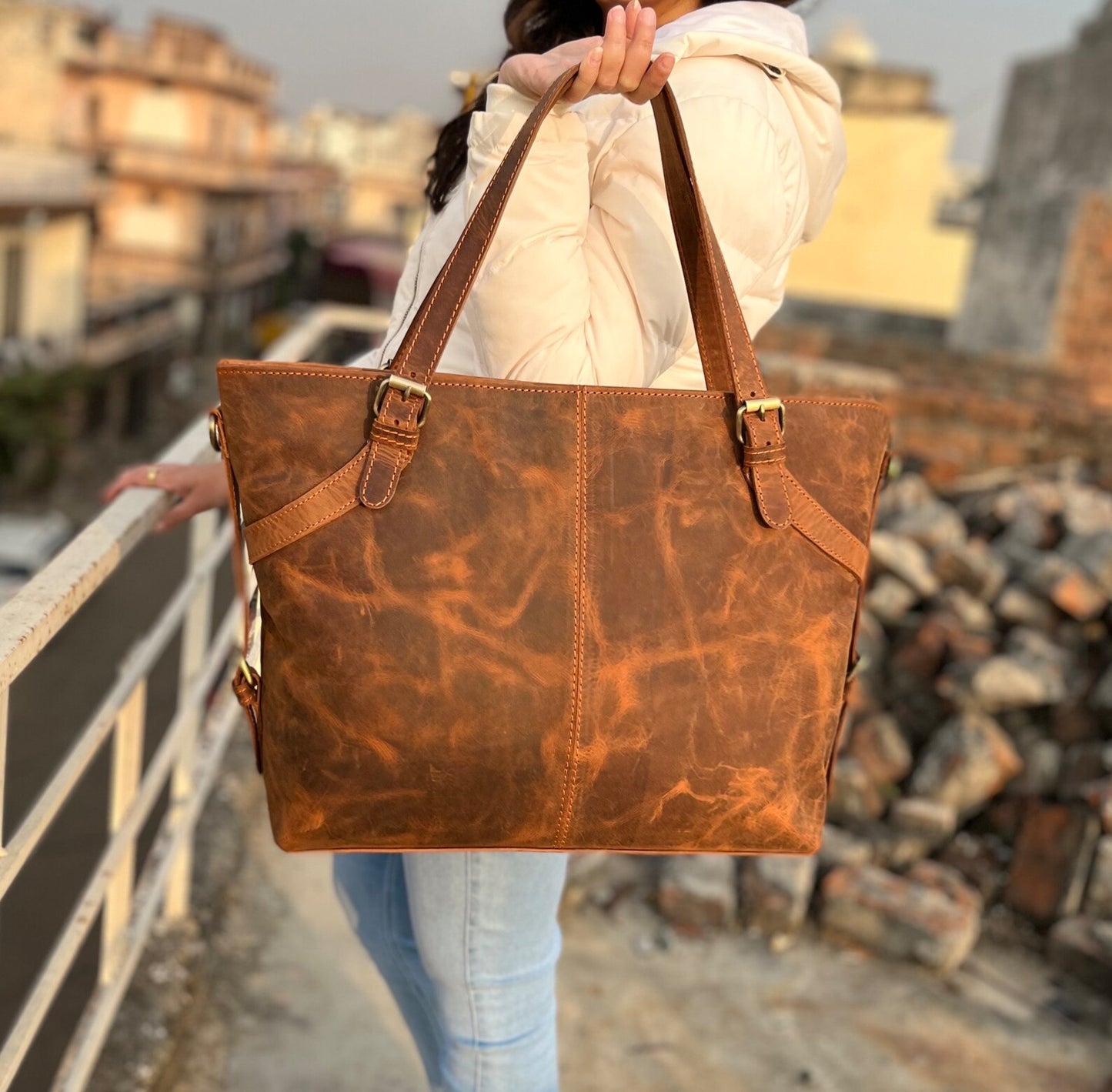 leather tote bags for women