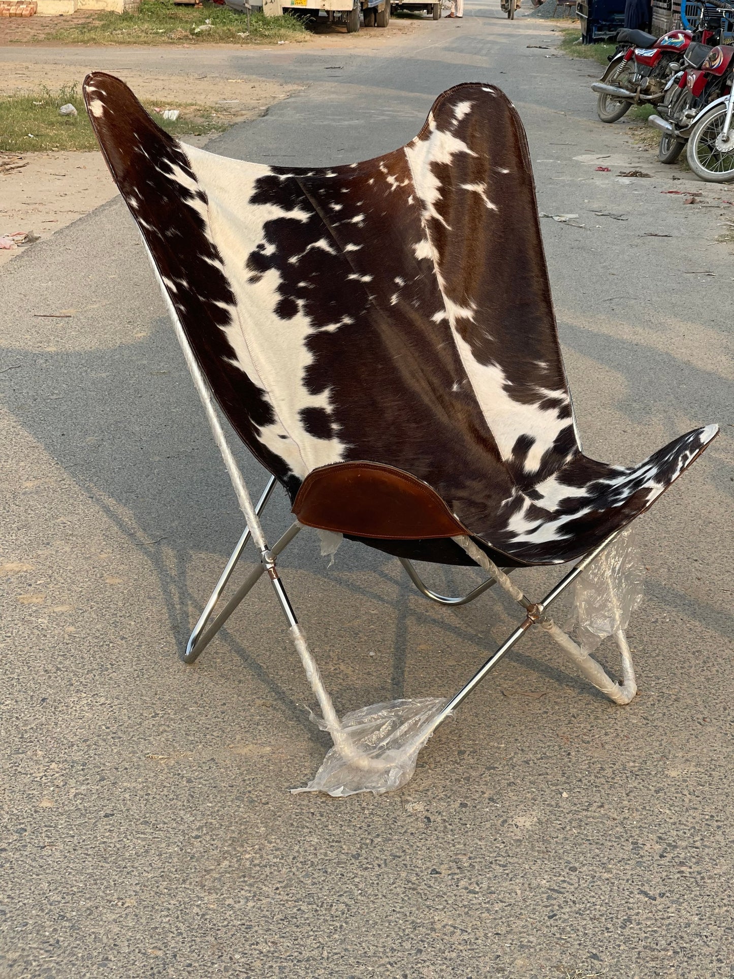 Butterfly Cowhide Chair Natural Real Patchwork