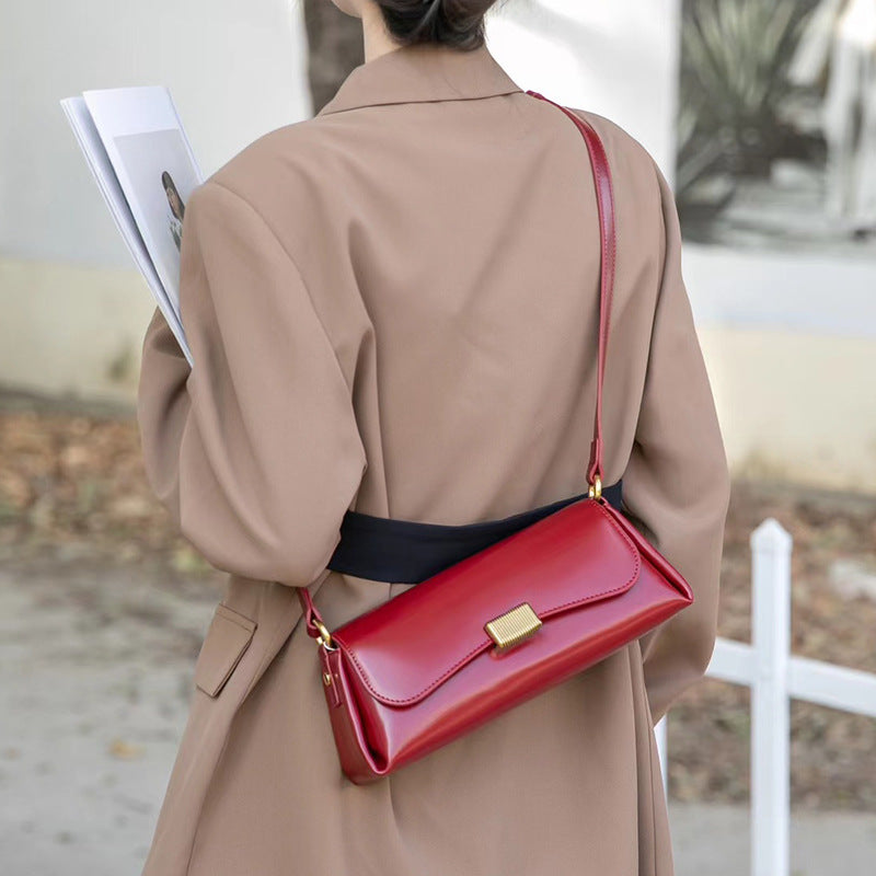 women genuine leather underarm bag