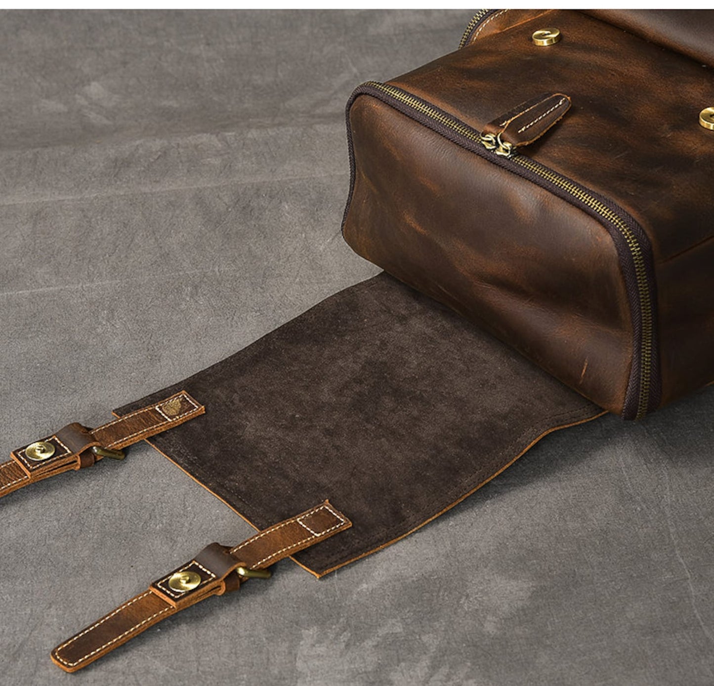 Large Leather Brown Backpack