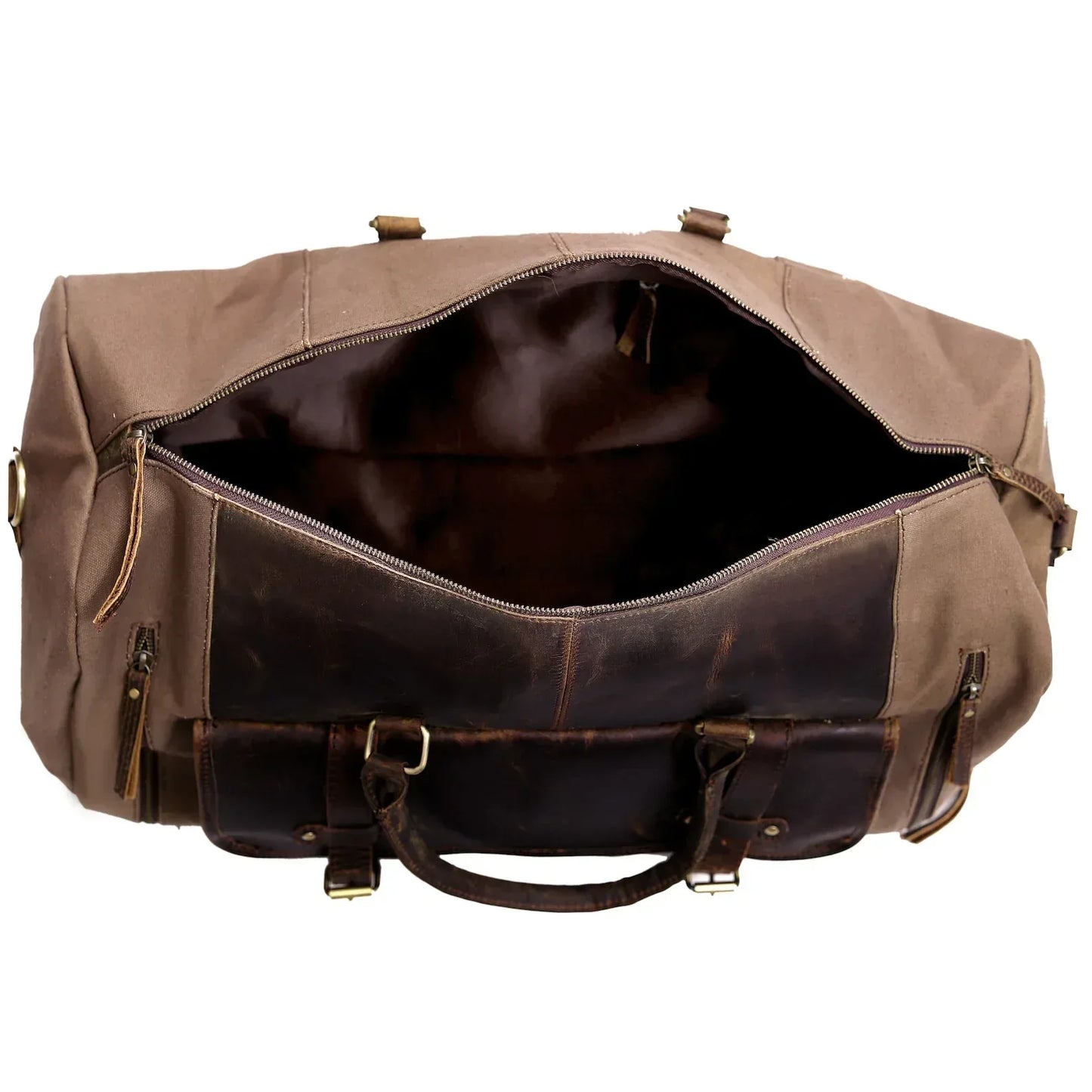 Canvas Leather Duffle Travel Bag