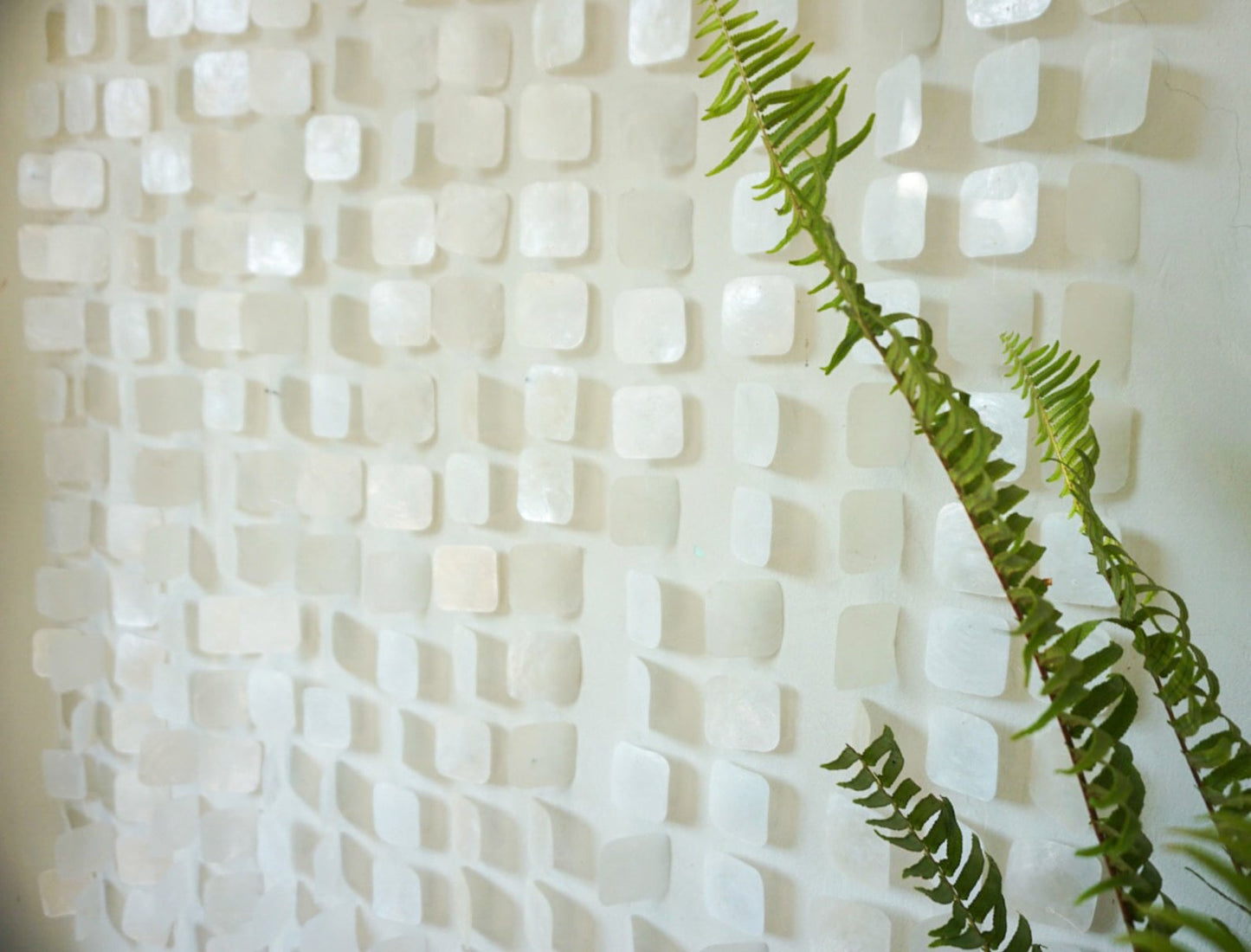 Square White capiz shell wall hanging