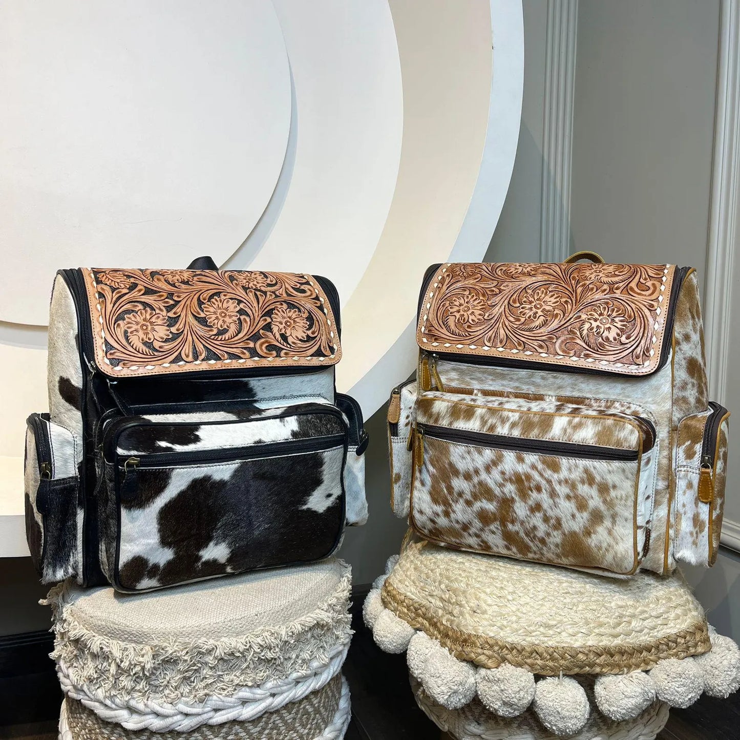 Tooled Hair On Cowhide Backpack