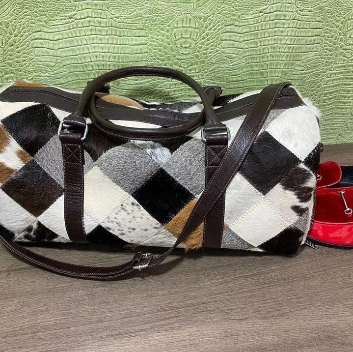 Cowhide Patchwork Holdall Bag
