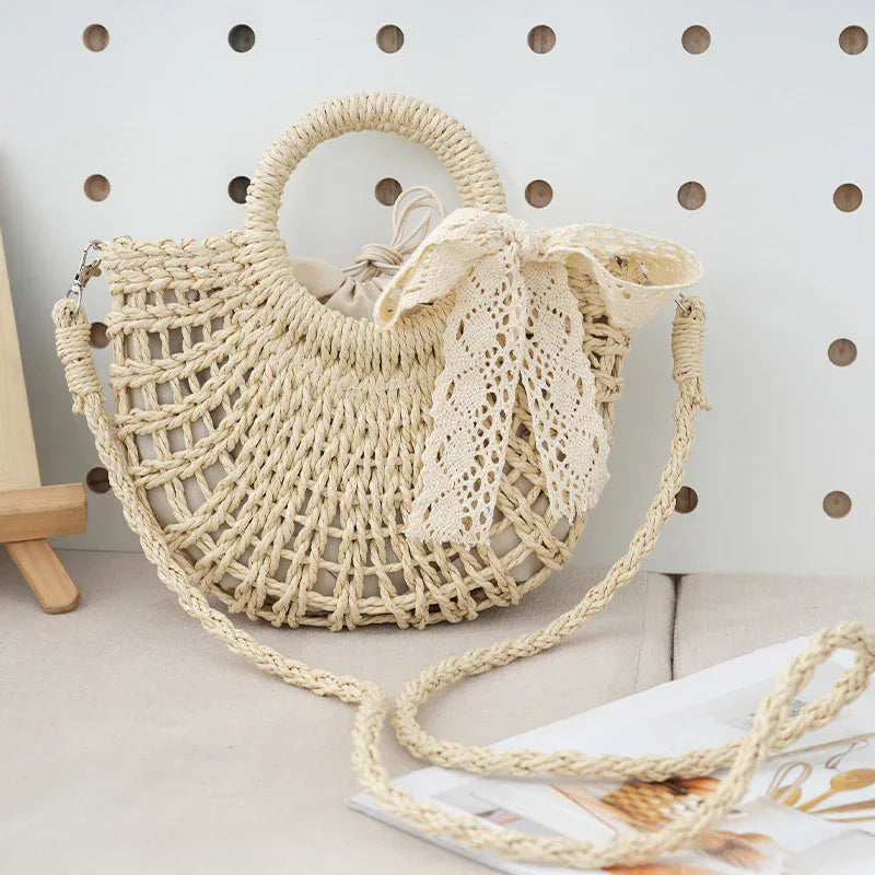 Beach Straw Crossbody Bag Summer Purse