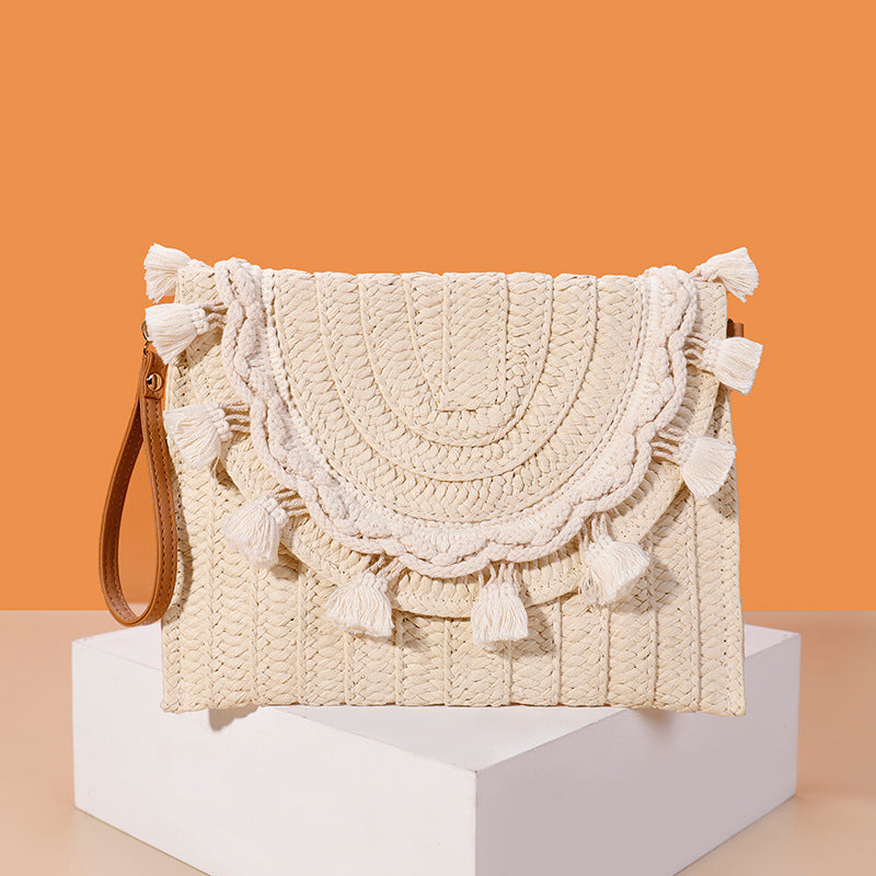 straw summer envelope purse beach