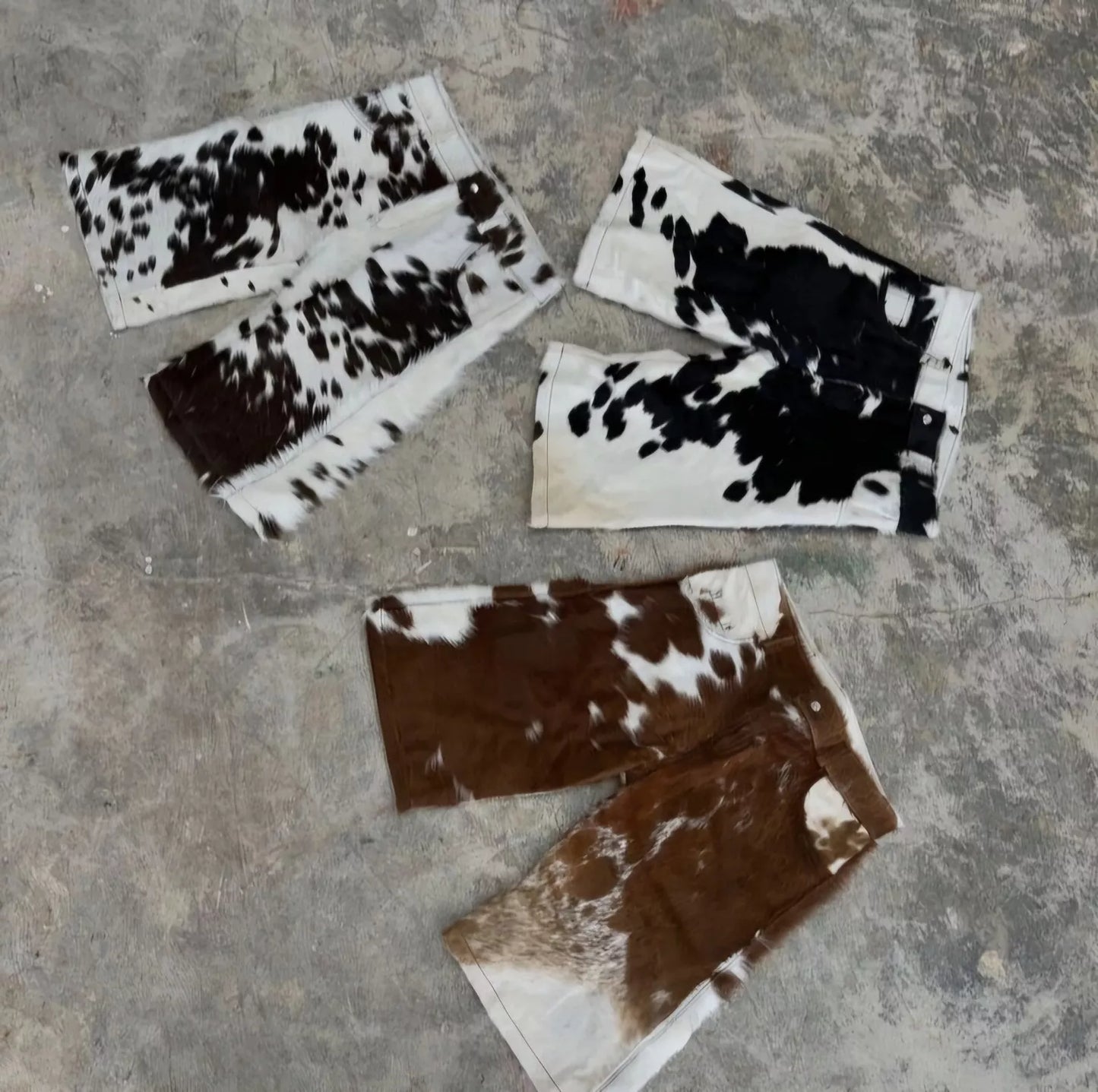Men Cowhide Shorts Real Cow Fur