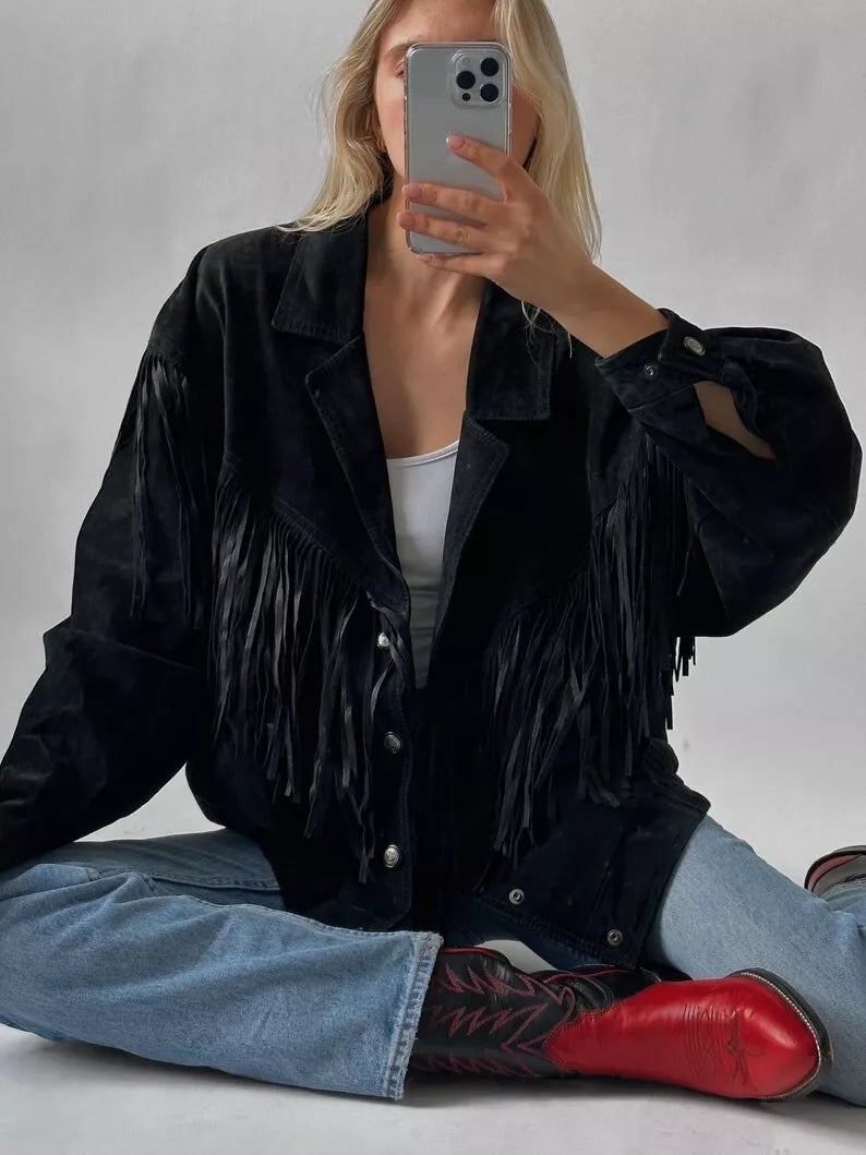 Oversized Women Suede Leather Jacket