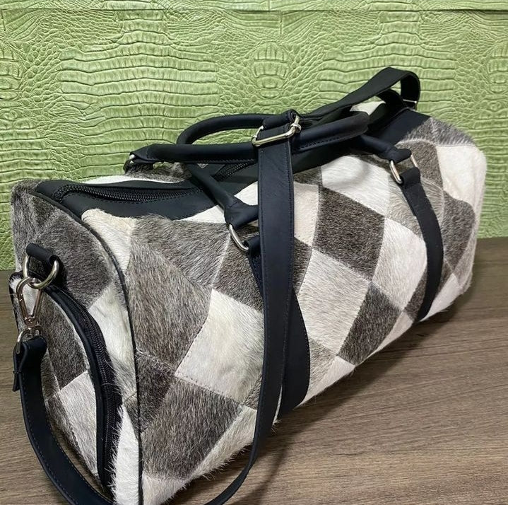 Cowhide Patchwork Holdall Bag