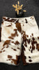 men cowhide shorts brown white
