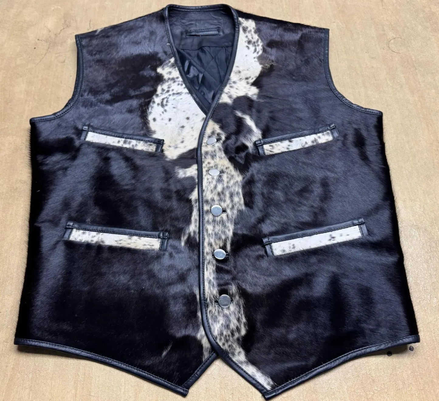 Cowhide Vest Black White