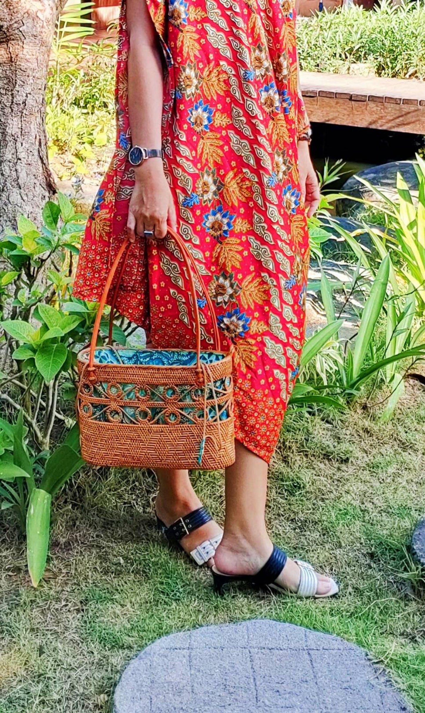 Handwoven Ethnic Rattan Tote Bag