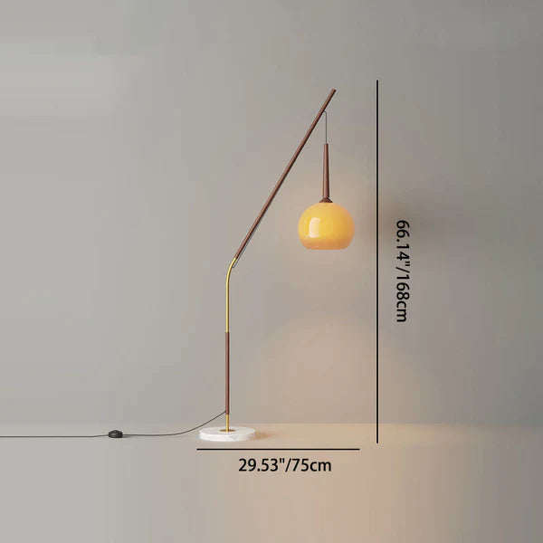 Vintage orb arching floor lamp with glass shade