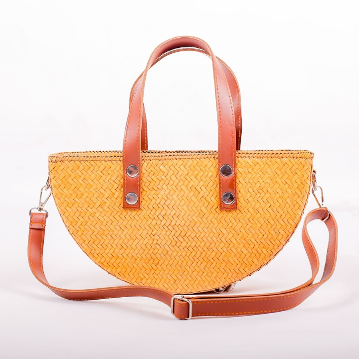 Woven Pandan Summer Crossbody Handbag