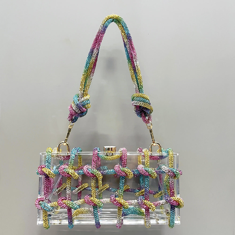 Women’s Acrylic Box Clutch with Rope Handle