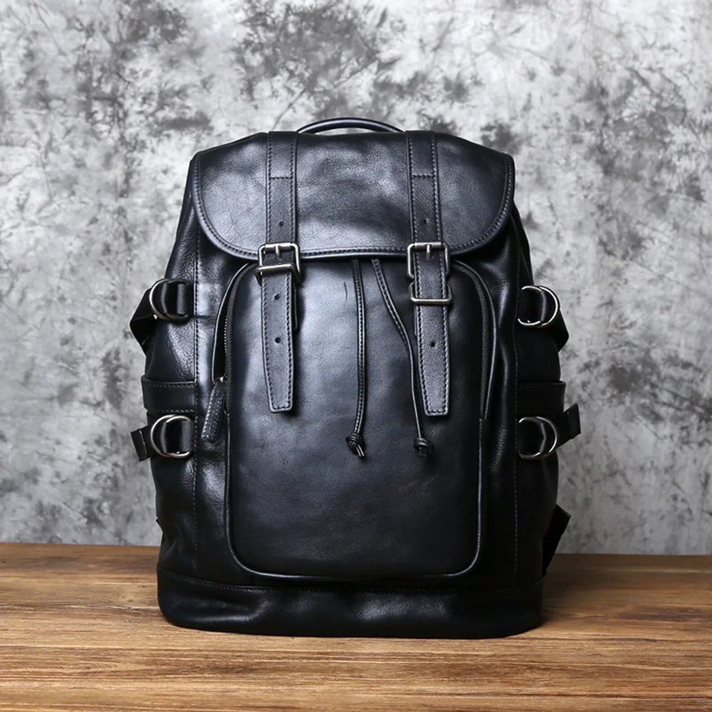 Real Cowhide Leather Men Backpack Rucksack Bag Style 3