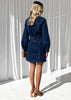 Women’s Denim Dress Long Sleeve Button Belted Jean Dress