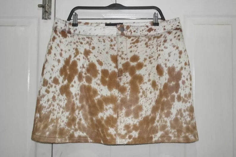 Brown White Hair On Cowhide Skirt