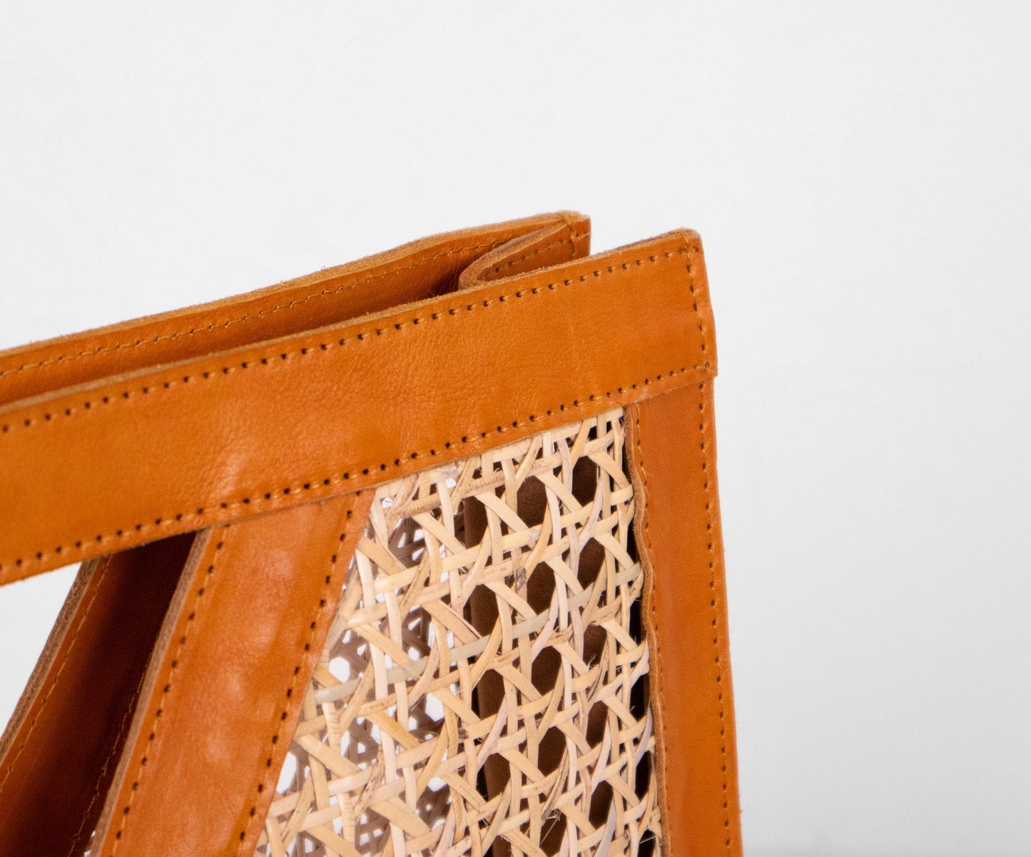 V Style Leather Rattan Handbag