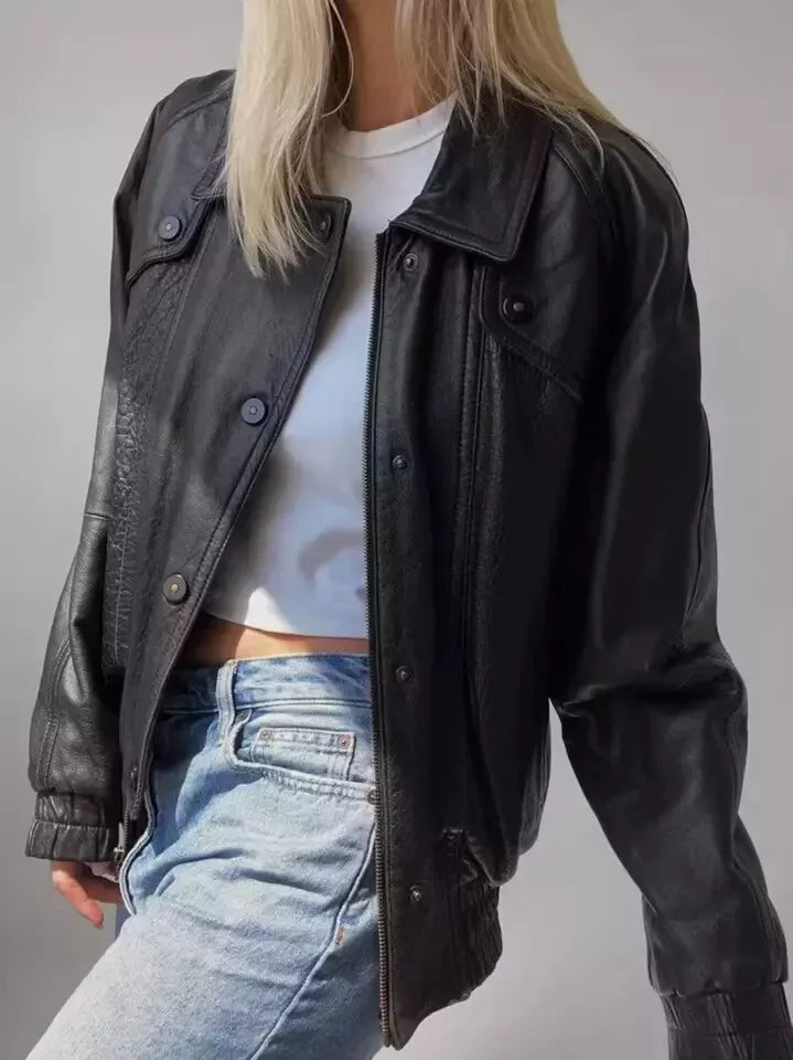 Oversize Leather Jacket Women