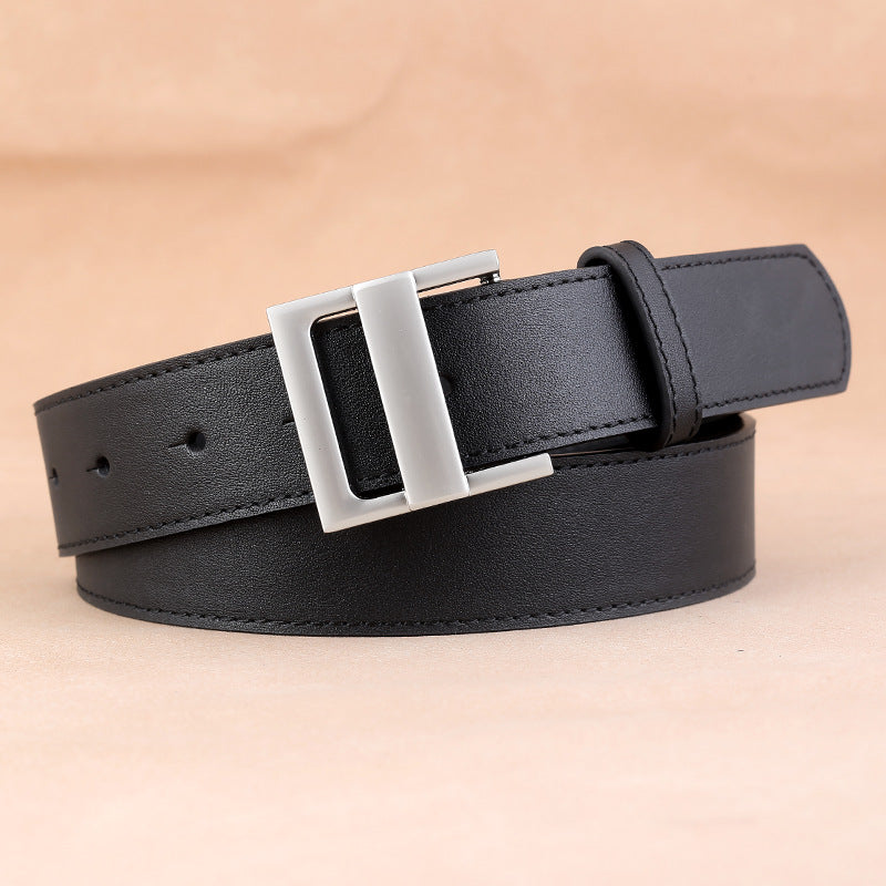 leather waist belt for women with silver buckle