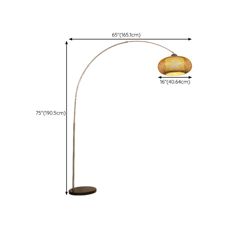 Japandi Rattan Dome Shade Bamboo Arc Floor Lamp