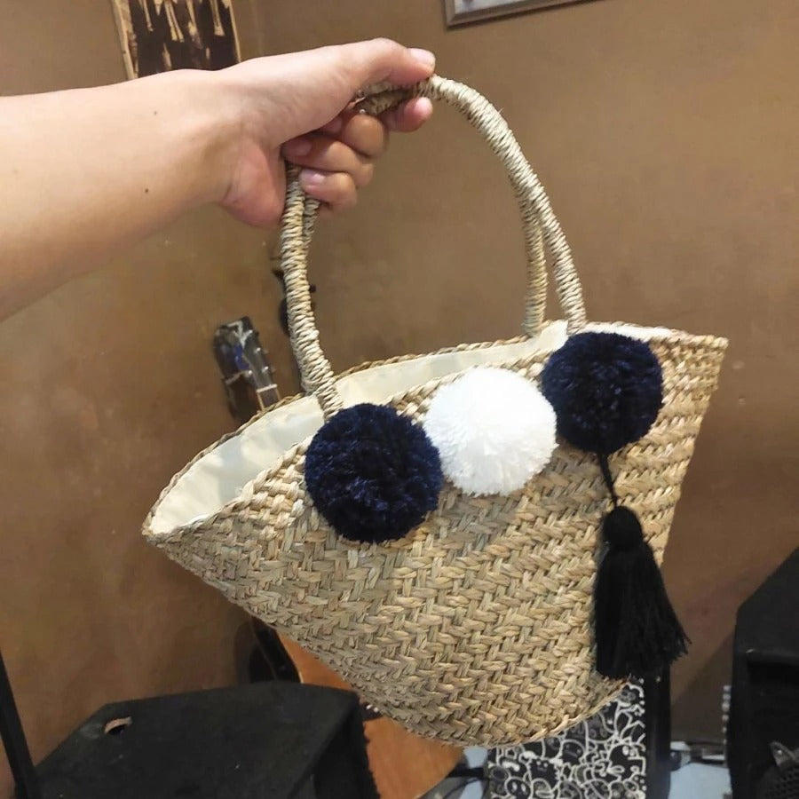 Mendong Summer Handbag With Pompom
