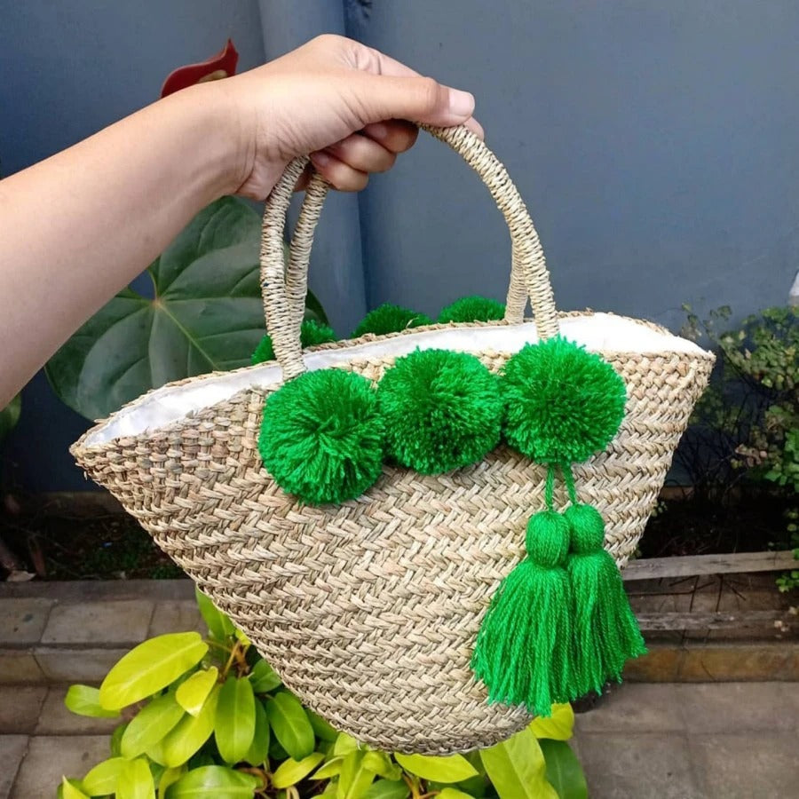 Mendong Summer Handbag With Pompom
