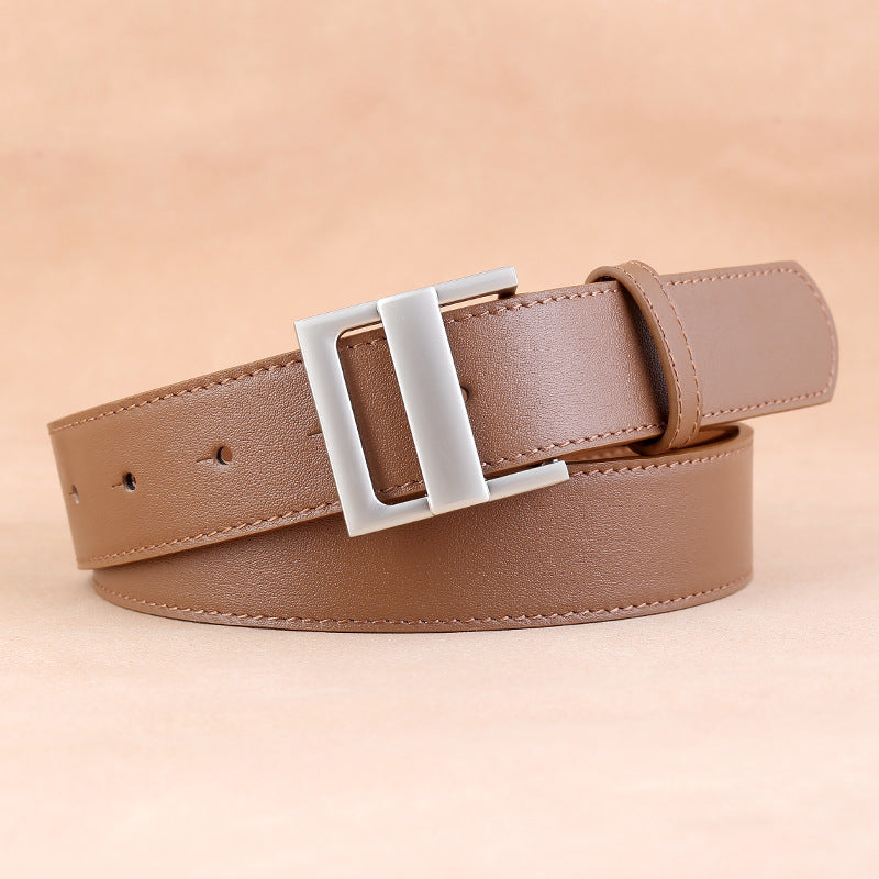 leather waist belt for women with silver buckle