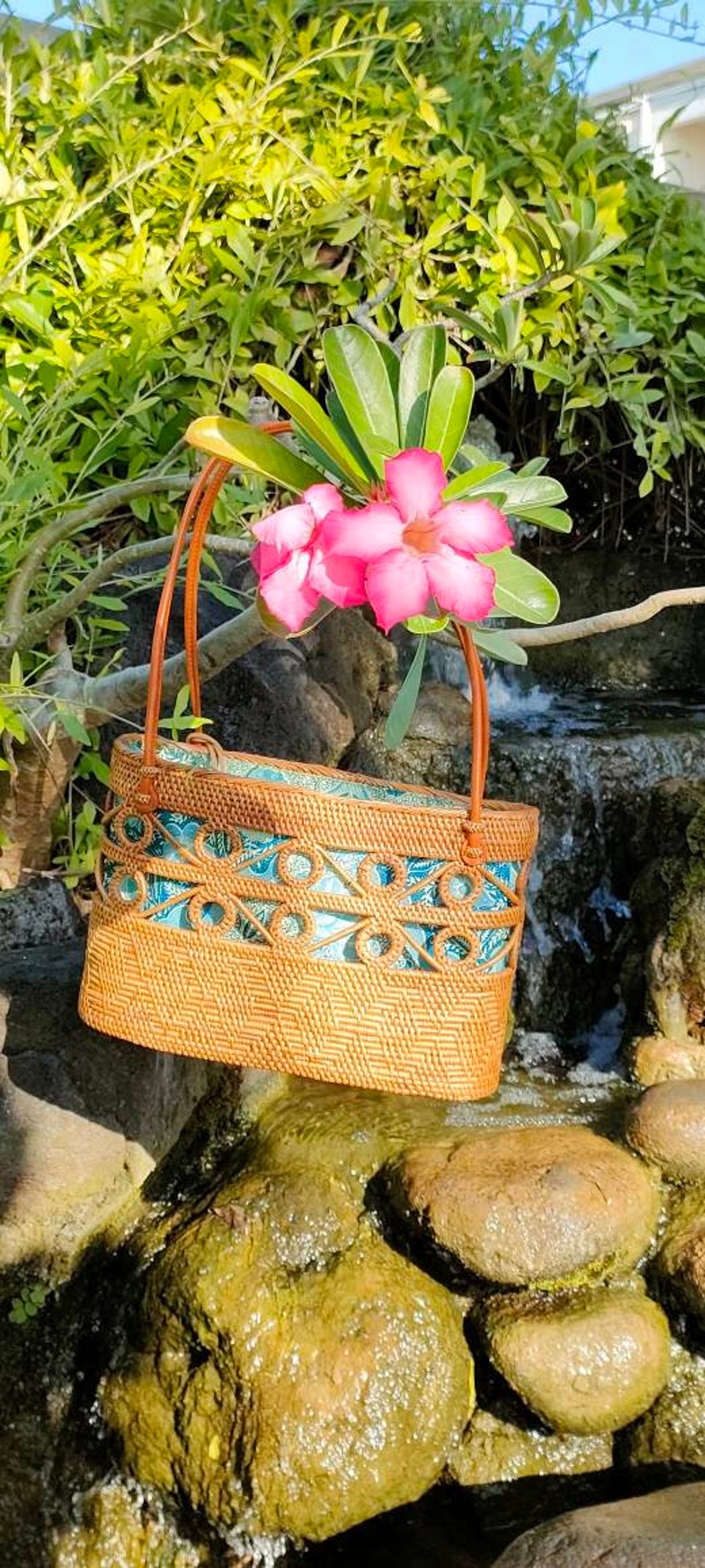 Handwoven Ethnic Rattan Tote Bag