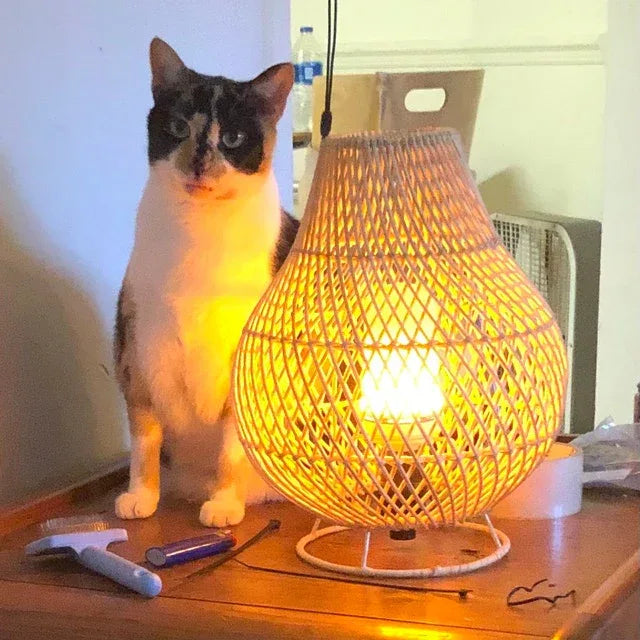 Handmade woven rattan table desk lamp shade