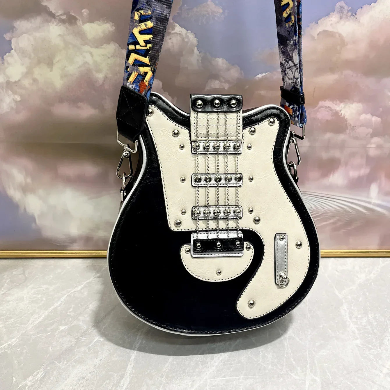 guitar shape women's bags Small Black