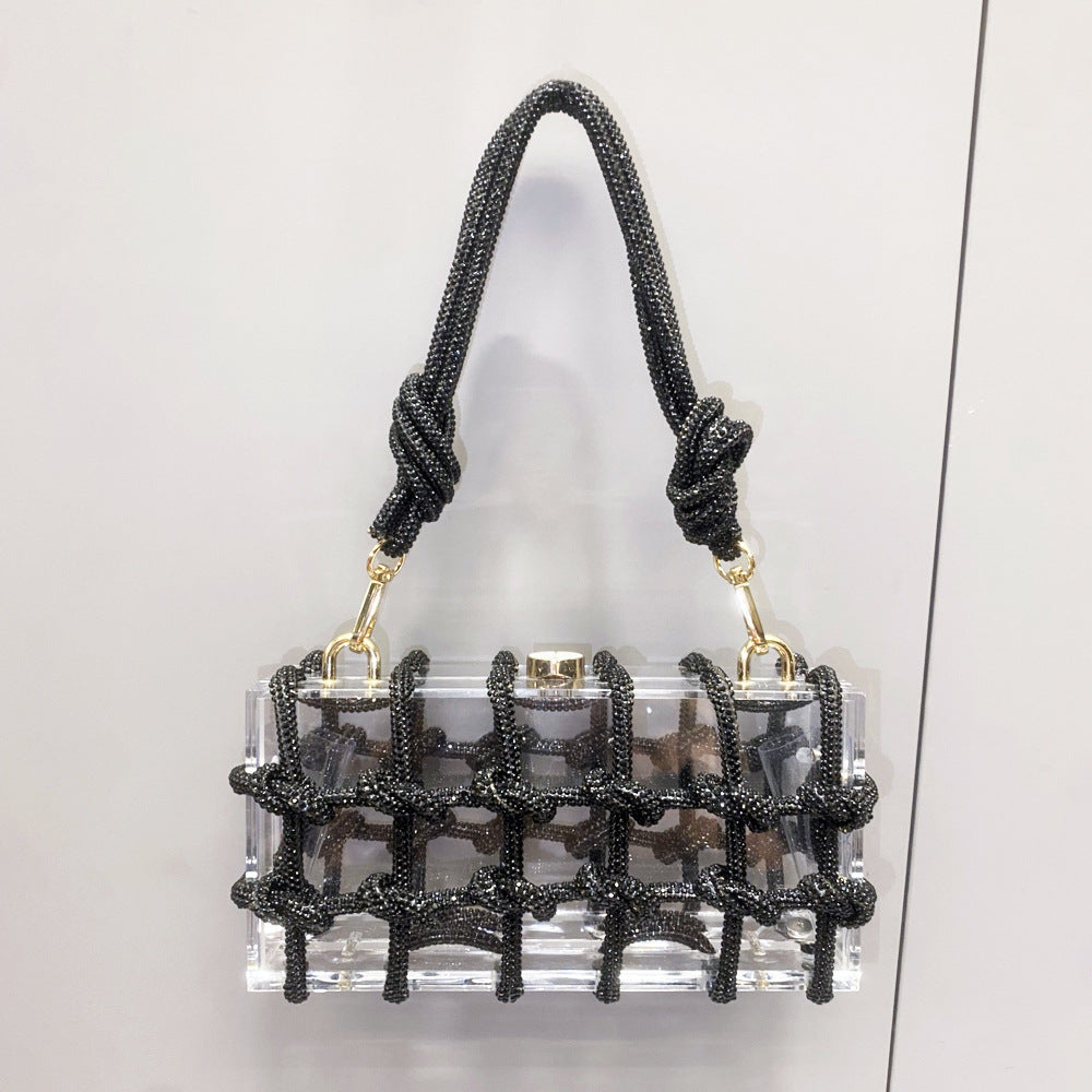 Women’s Acrylic Box Clutch with Rope Handle