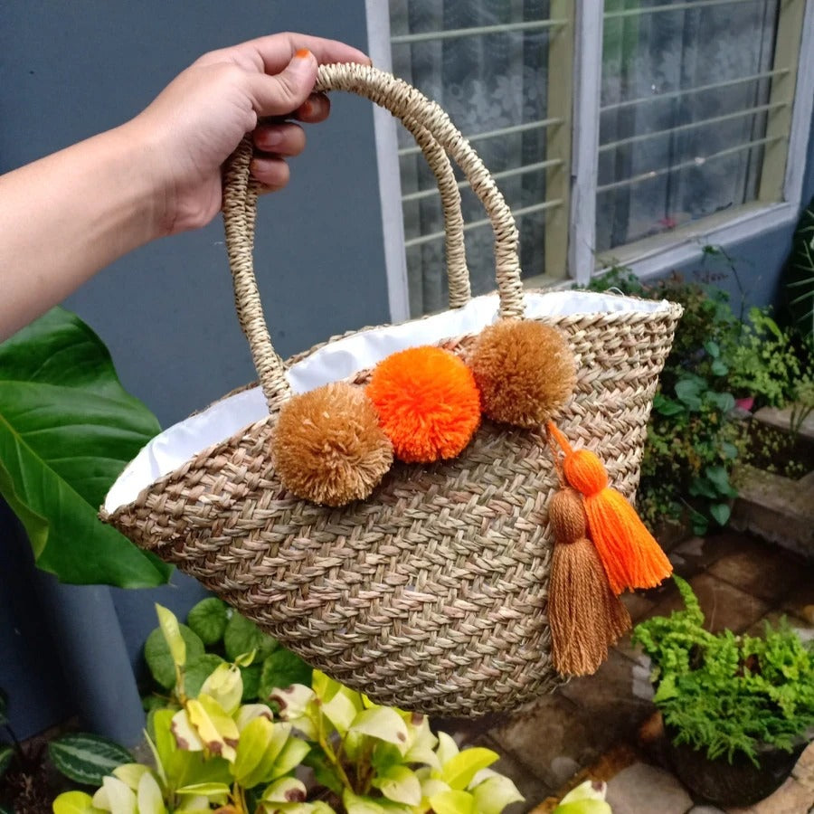Mendong Summer Handbag With Pompom