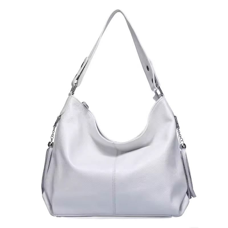 leather shoulder bag women with tassel