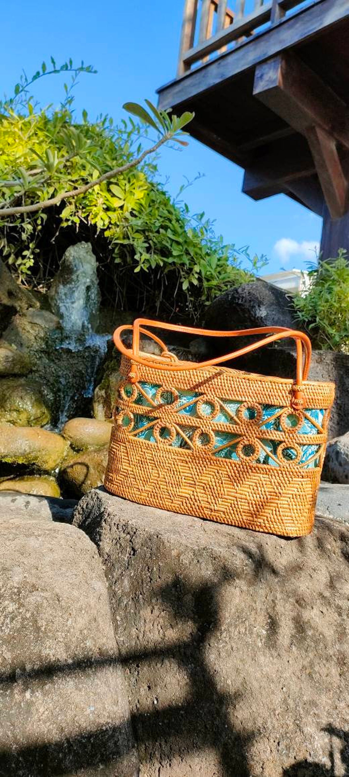 Handwoven Ethnic Rattan Tote Bag