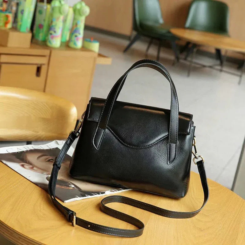 Genuine Leather Shoulder Handbag Crossbody black