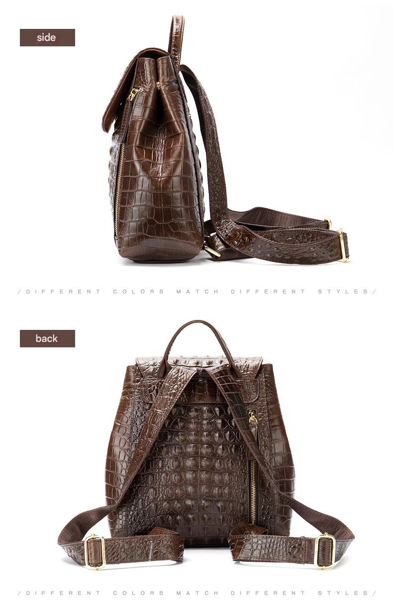 Women’s Designer Genuine Leather Crocodile Pattern Backpack
