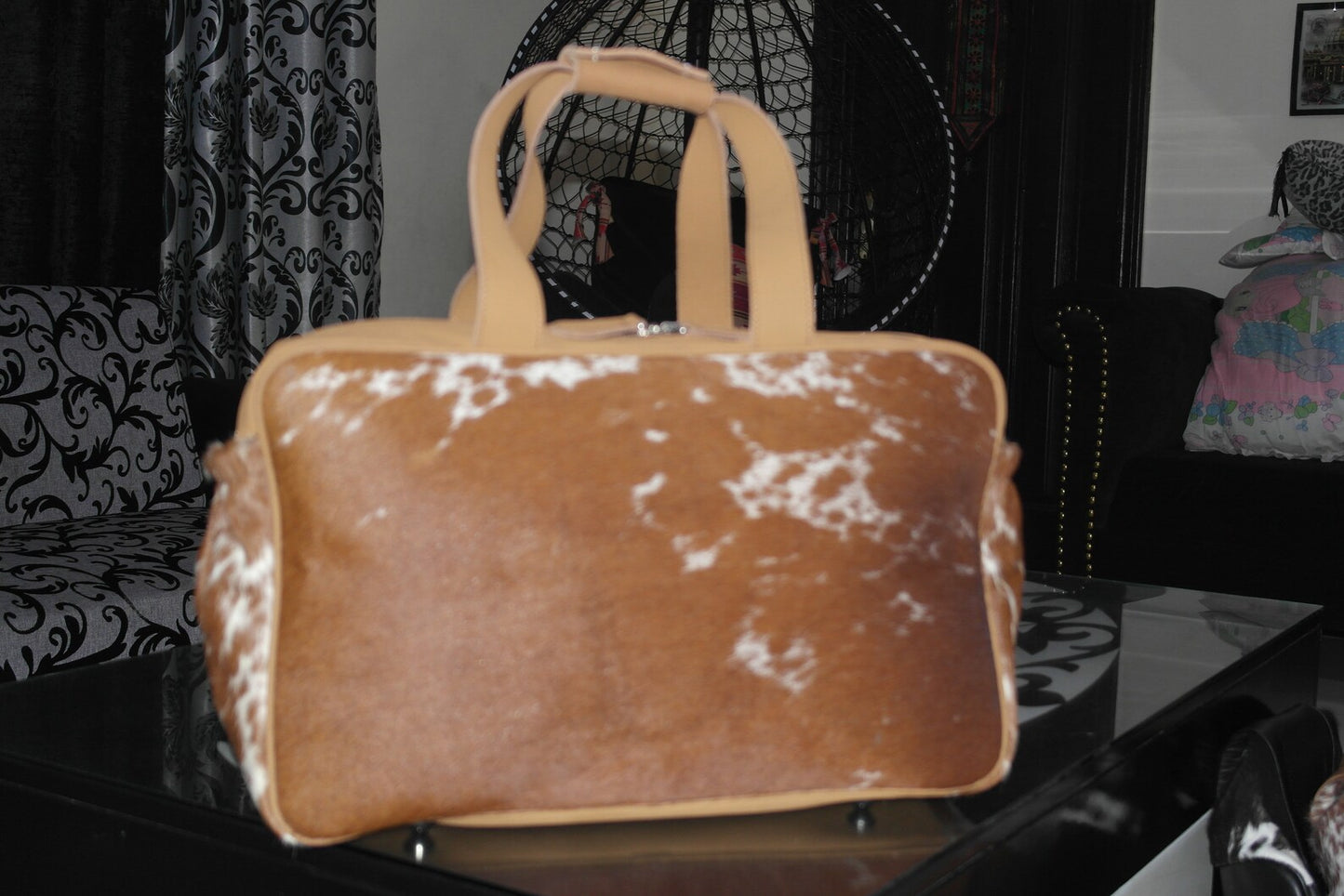 Premium Hair On Cowhide Weekender Duffle Bag
